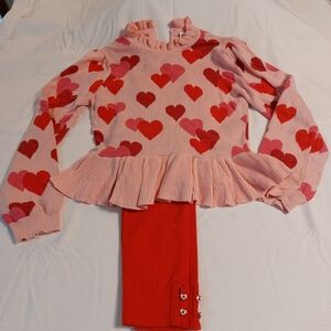 Janie and Jack Pink and Red Heart Matching Set